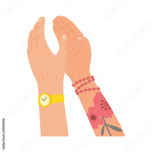 arms with tattoo clapping