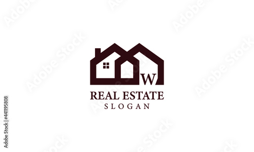 Alphabet W Real Estate Monogram Vector Logo Design, Letter W House Icon Template