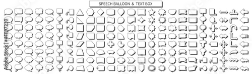 Speech bubble and text box sets of various shapes
