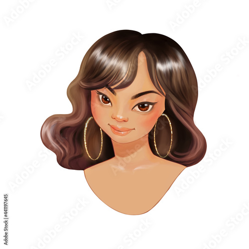 Obraz na plátně Young girl with brown hair. Beautiful brunette woman