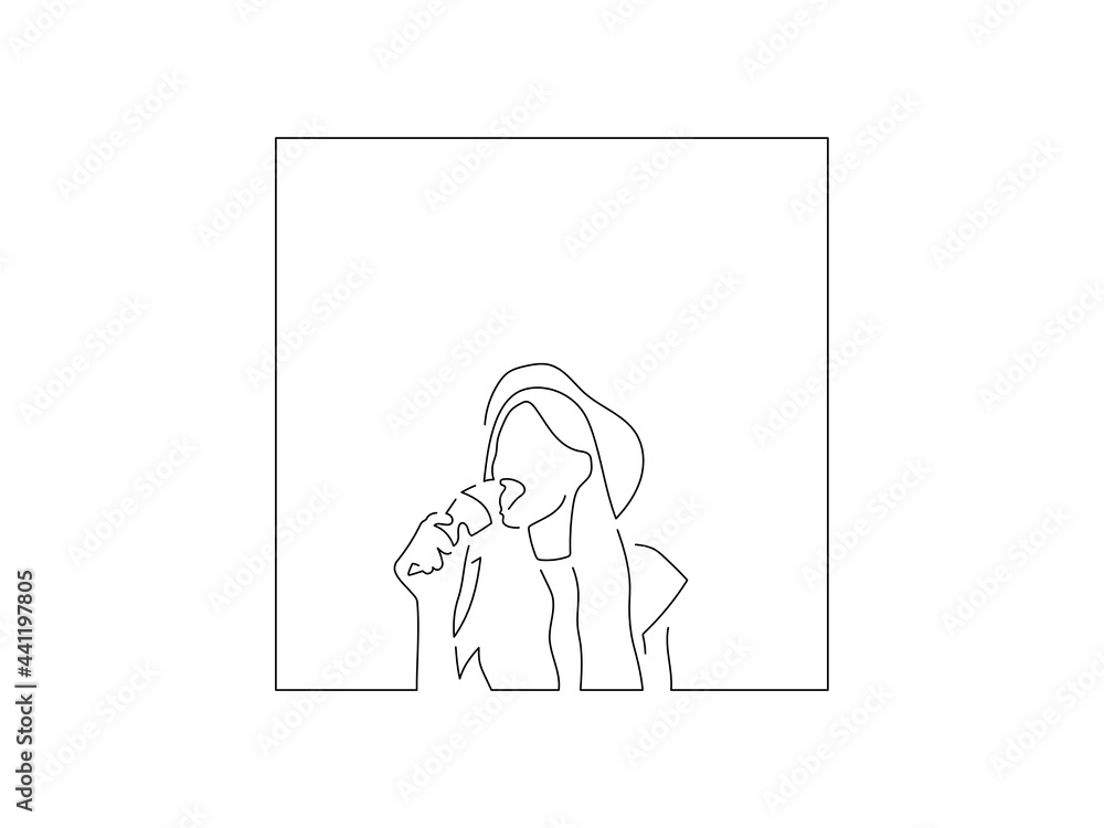 Woman eating an ice cream line drawing, vector illustration design. Summer collection. Woman eating an ice cream line drawing, vector illustration design. Summer collection.