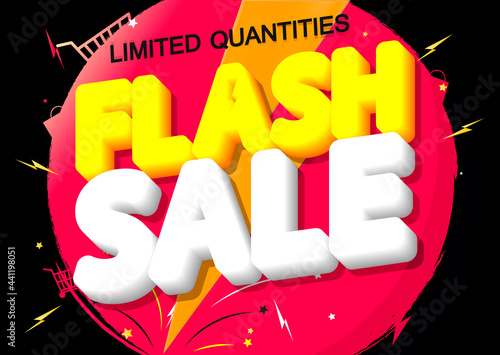 Flash Sale, poster design template, discount banner, vector illustration