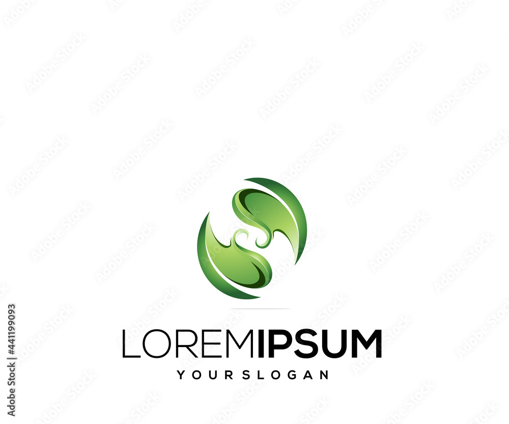Fototapeta premium leaf letter s icon logo design template 