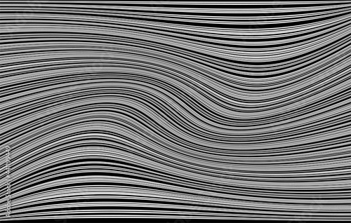 Abstract black stripes waves on white background, vector illustration