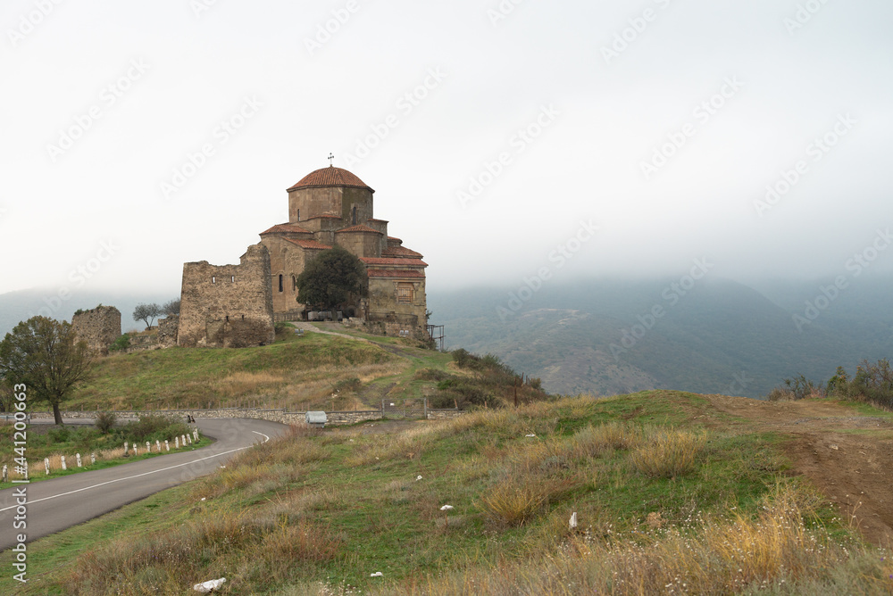 Jvari Monastery With Remains Of Stone Wall (Mtskheta City) Jvari Monastery With Remains Of Stone Wall (Mtskheta City)