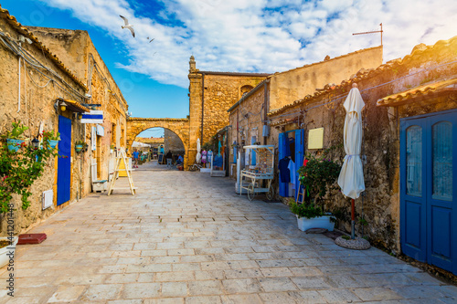 Fototapeta Naklejka Na Ścianę i Meble -  The picturesque village of Marzamemi, in the province of Syracuse, Sicily. Square of Marzamemi, a small fishing village, Siracusa province, Sicily, italy, Europe.