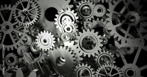 Wallpaper Mural 3D Rendering metal gear wheel spinning rotation, for teamwork success and technology concept, with a depth of fie Torontodigital.ca