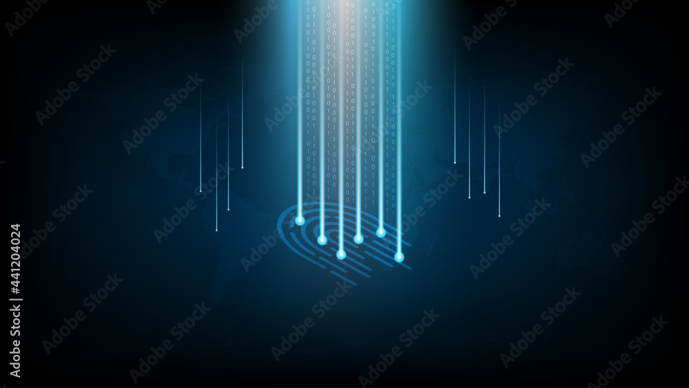 Biometrics hi-tech technology with fingerprint scanning background. Biometrics hi-tech technology with fingerprint scanning background.