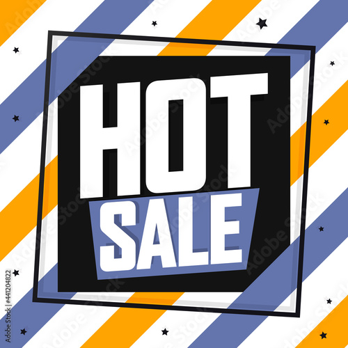 Hot Sale, discount poster design template, store offer banner. Summer season shopping, promotion banner, vector illustration