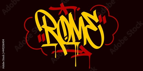 Rome Abstract Hip Hop Urban Hand Written Graffiti Style Vector Illustration Calligraphy Art