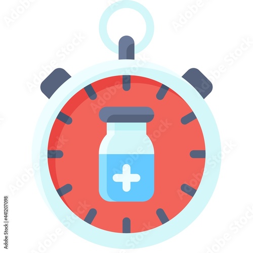 Stopwatch with Virus icon, Vaccine Development related vector