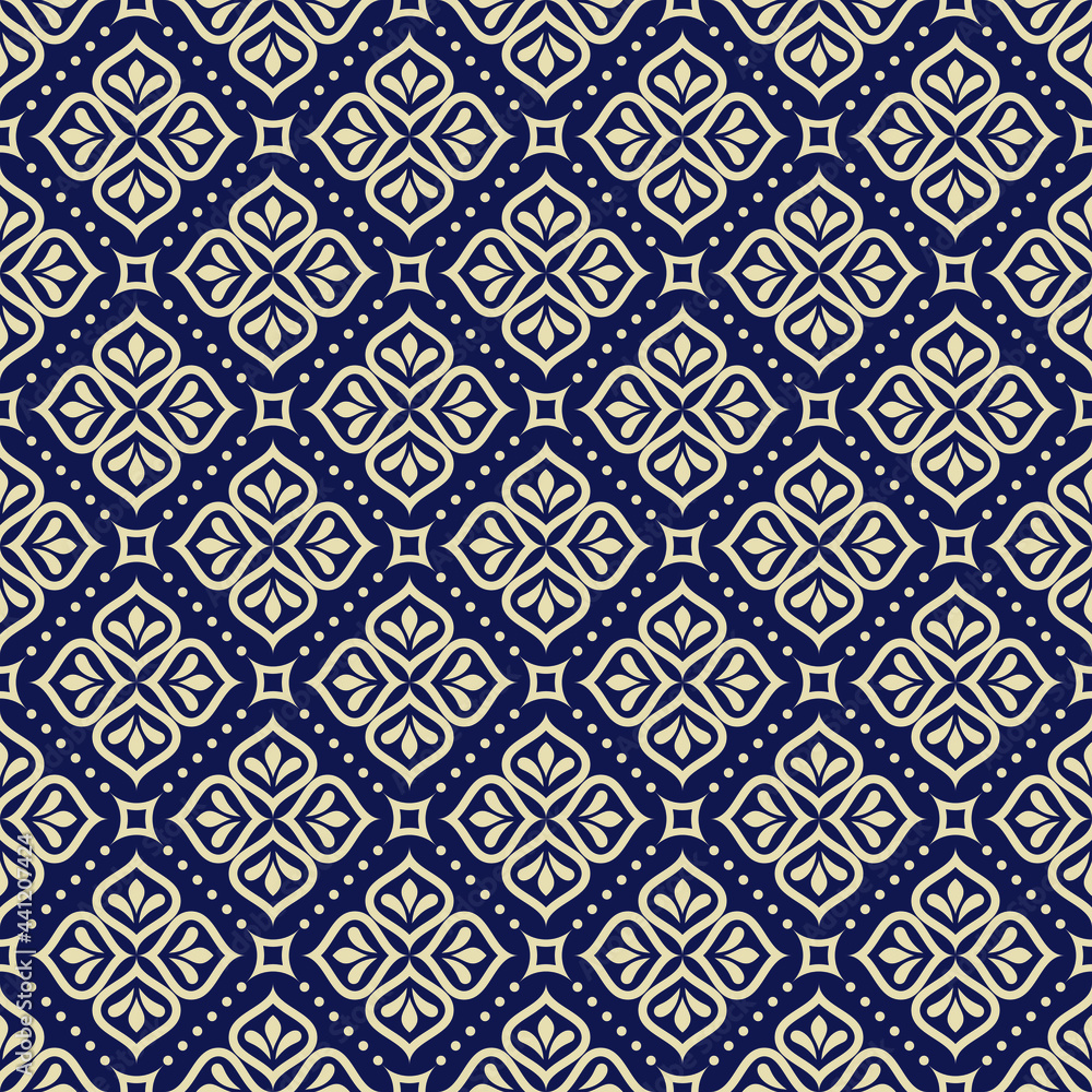 Floral pattern gold and black-blue ornament graphic modern pattern seamless background