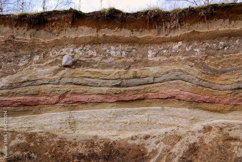 Foto Layers of soil photographed in a sand quarry