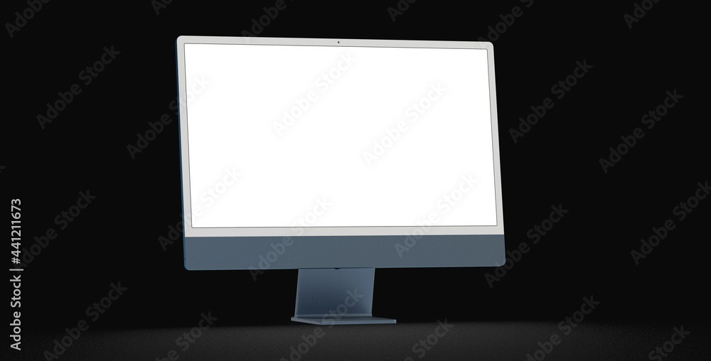 Realistic flat screen computer monitor 3de style mockup with blank screen isolated 3d Realistic flat screen computer monitor 3de style mockup with blank screen isolated 3d