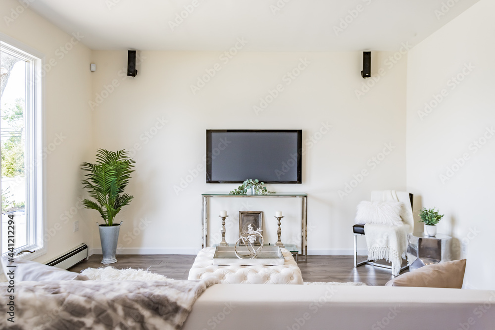 Fototapeta premium Bright and Modern Home Living Room with Interior Design