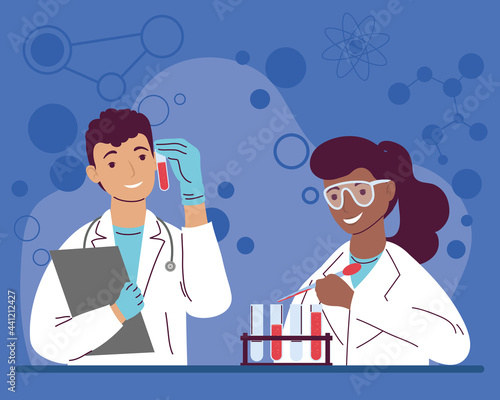laboratory workers interracial couple