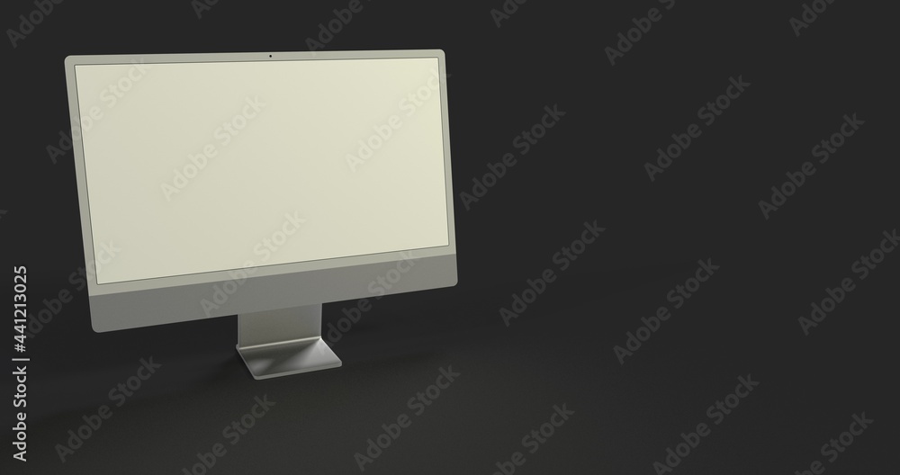 Computer display mock up with blank white screen. Stylish desktop computer mockup 3D Computer display mock up with blank white screen. Stylish desktop computer mockup 3D