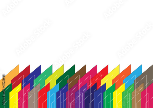 geometric background Colors in order of rainbow colors on a white background.