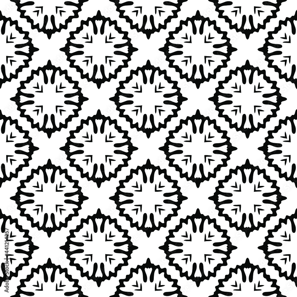 Fototapeta premium floral seamless pattern background.Geometric ornament for wallpapers and backgrounds. Black and white pattern. 
