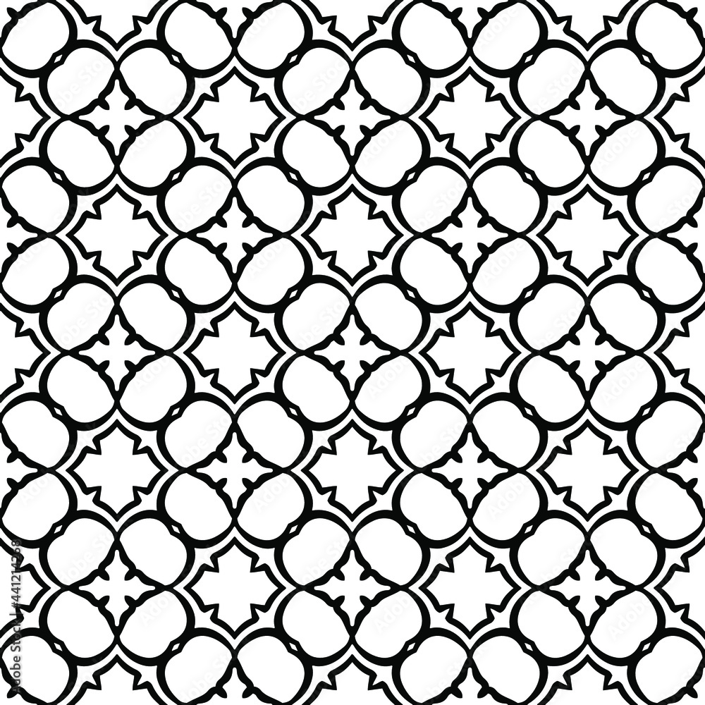 Fototapeta premium floral seamless pattern background.Geometric ornament for wallpapers and backgrounds. Black and white pattern.
