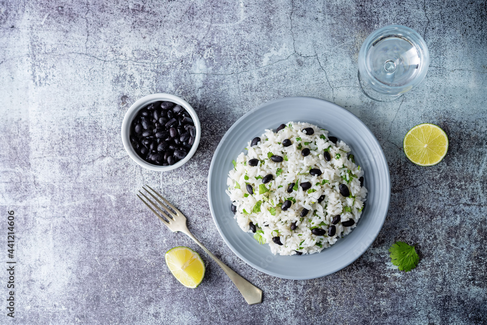 Black bean cilantro lime rice in a plate Black bean cilantro lime rice in a plate