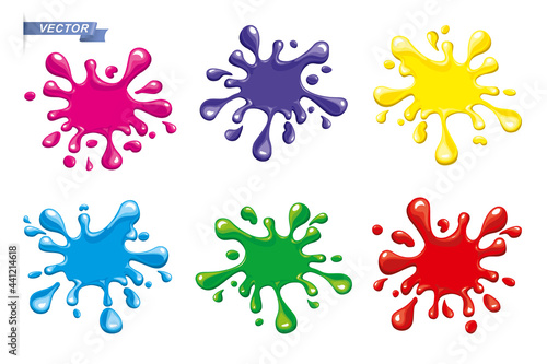 Vector set of colorful blots on the white background. beautiful vector blots of paint, multi-colored.