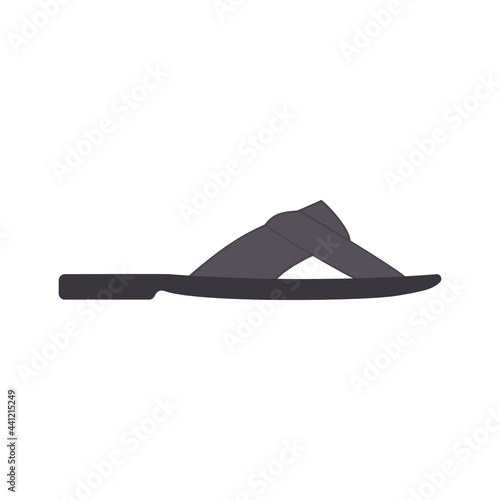 Brown silhouette of a man's sandal. Vector drawing and icon.