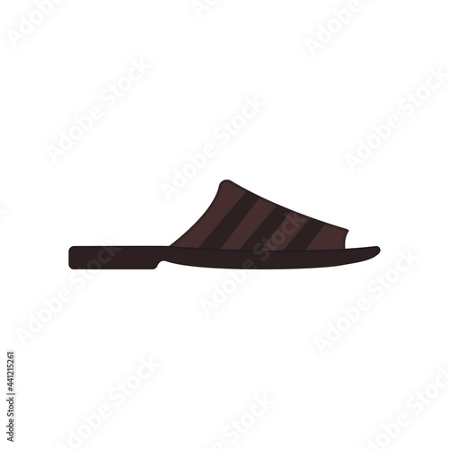 Brown silhouette of a man's slipper. Vector drawing and icon.