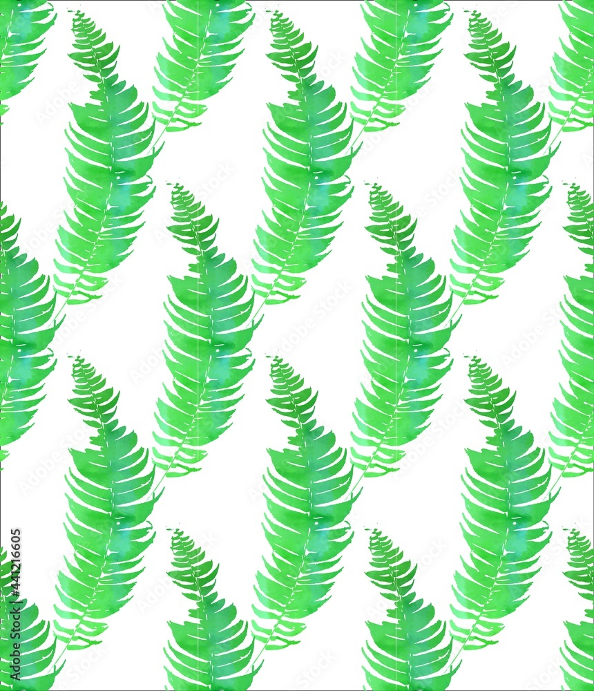 Seamless pattern of watercolor ferns Seamless pattern of watercolor ferns