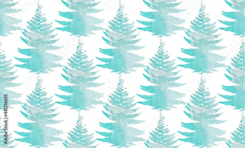 Seamless pattern of watercolor ferns
