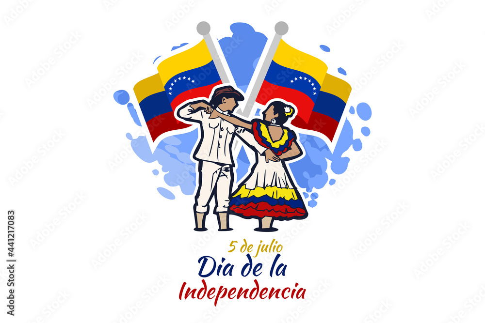 Translate: July 5, Independence day. Independence day (dia de la independencia) of Venezuela vector illustration. Suitable for greeting card, poster and banner.