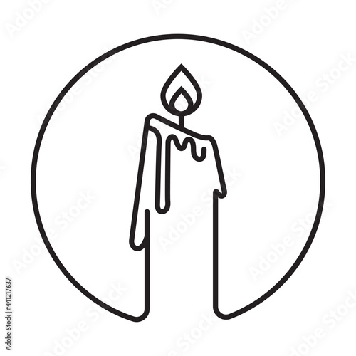 lit candle line art vector icon or logo
