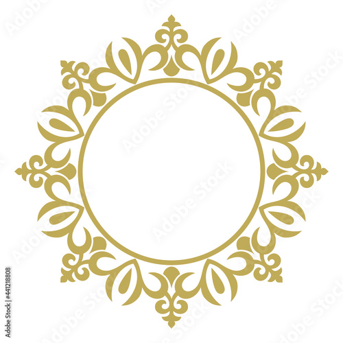 Decorative line art frames for design template. Elegant element for design in Eastern style, place for text. Golden outline floral border. Lace illustration for invitations and greeting cards