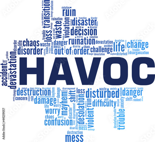 Havoc vector illustration word cloud isolated on a white background.