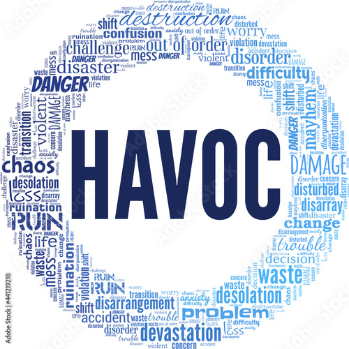 Havoc vector illustration word cloud isolated on a white background.