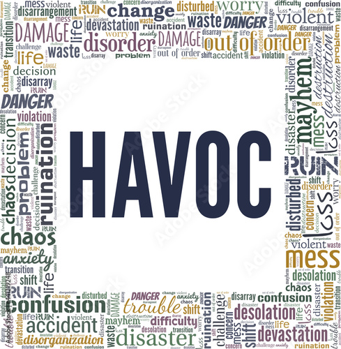 Havoc vector illustration word cloud isolated on a white background.
