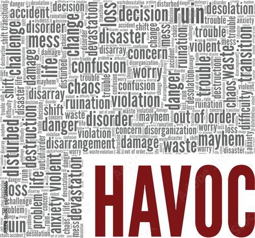Havoc vector illustration word cloud isolated on a white background.