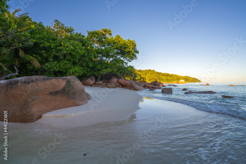 tropical beach anse lazio on praslin on the seychelles