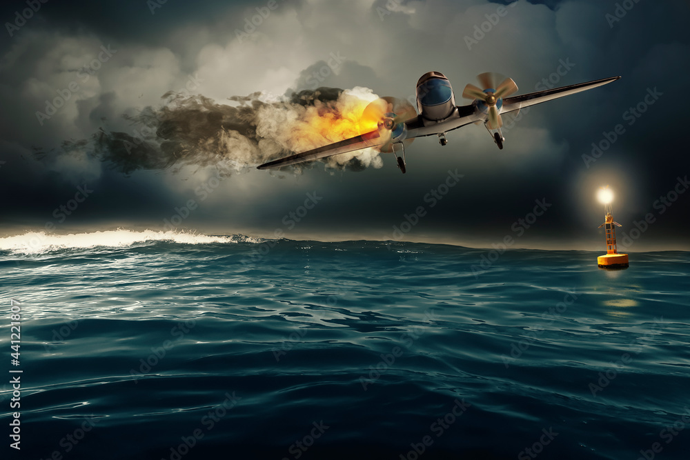Flugzeugabsturz über dem Meer Flugzeugabsturz über dem Meer