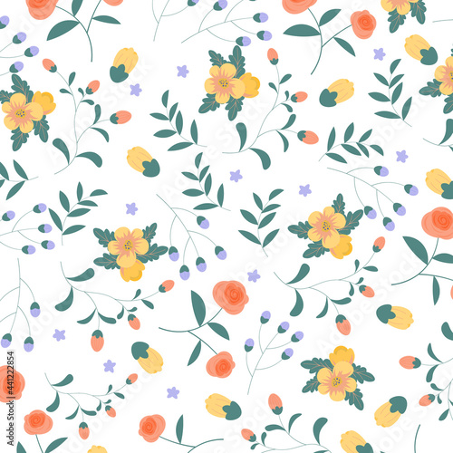 Abstract hand draw floral pattern background. Vector.