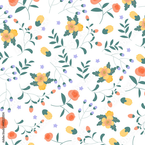 Wallpaper Mural Abstract hand draw floral pattern background. Vector. Torontodigital.ca