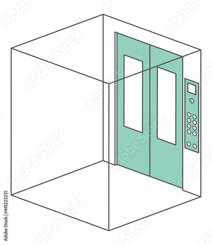 simple isometric illustration of elevator