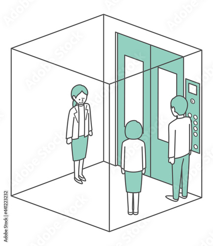 simple isometric illustration of elevator