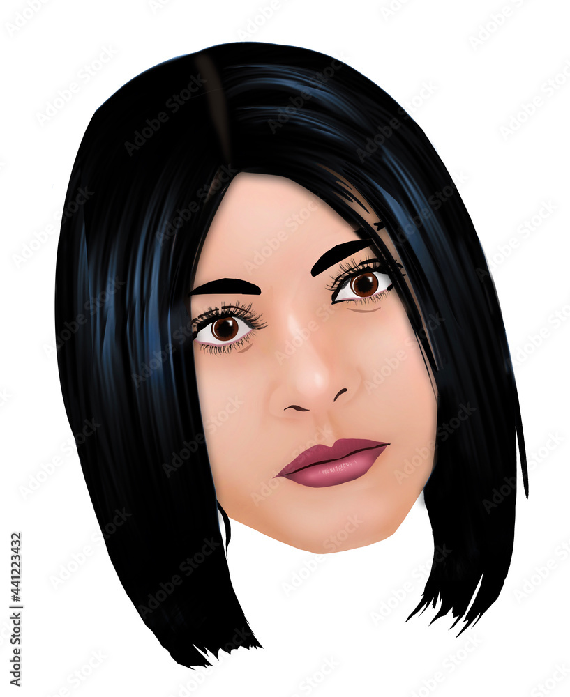 Here is a digital image of an Hispanic female adult isolated on a white background. This is a 3-d illustration. Here is a digital image of an Hispanic female adult isolated on a white background. This is a 3-d illustration.