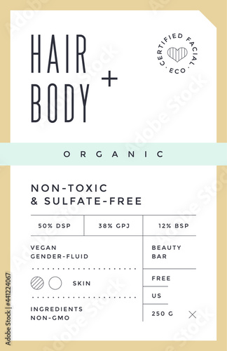 Minimal Label. Typographic modern vintage label, tag, sticker for natural brand, beauty packing. Retro design minimal label, tag of organic cosmetics, old school style, typography. Vector Illustration