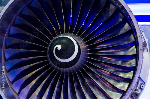 Close-up of Jet engine. Engine maintenance