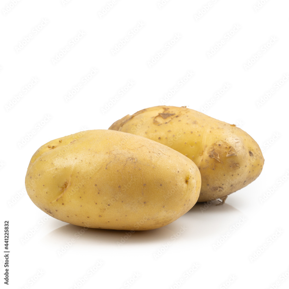 Fresh potato or potato slices (Solanum tuberosum) isolated on white background Fresh potato or potato slices (Solanum tuberosum) isolated on white background