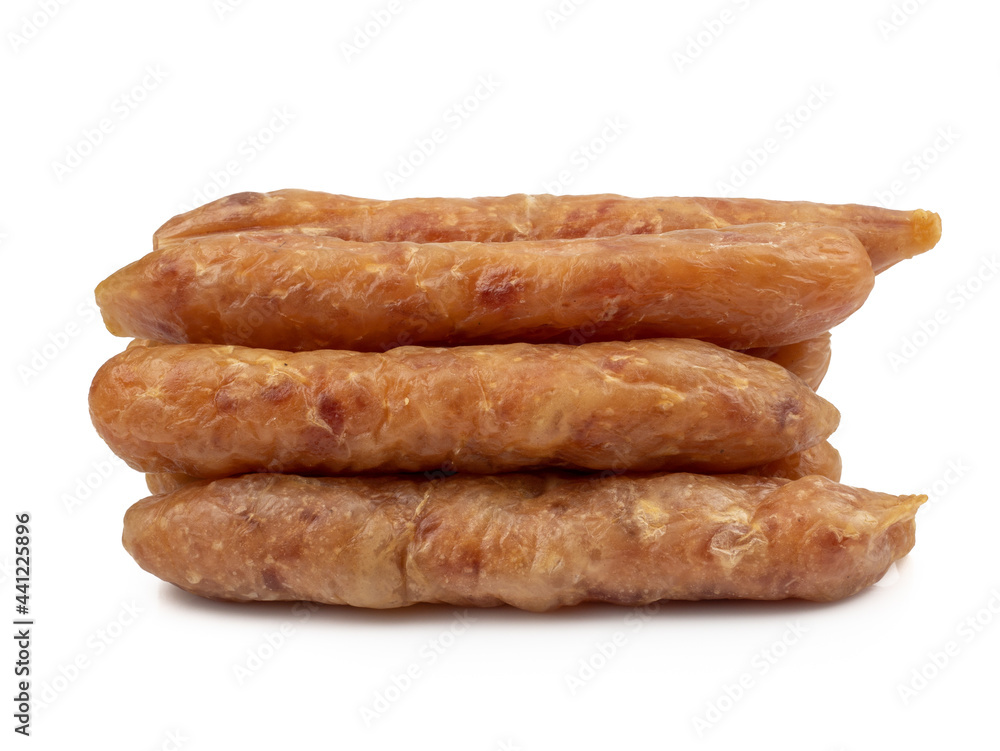 Chinese sausages isolated on white background Chinese sausages isolated on white background