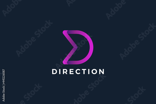 Letter D purple color 3d creative direction logo 