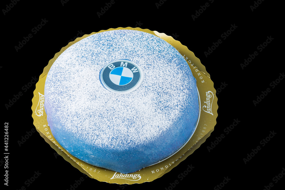 Close Up View of Beautiful BMW Cake Isolated on Black Background. Sweden.  Editorial Image - Image of candy, isolated: 222088825